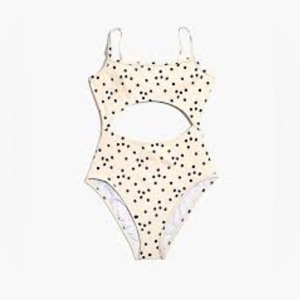 Madewell Second Wave Cutout One-Piece Swimsuit in Dot Toss